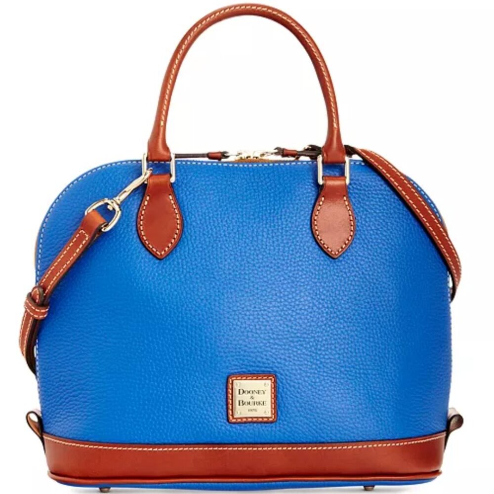 Dooney & Bourke Pebble Grain Blue & Brown Satchel